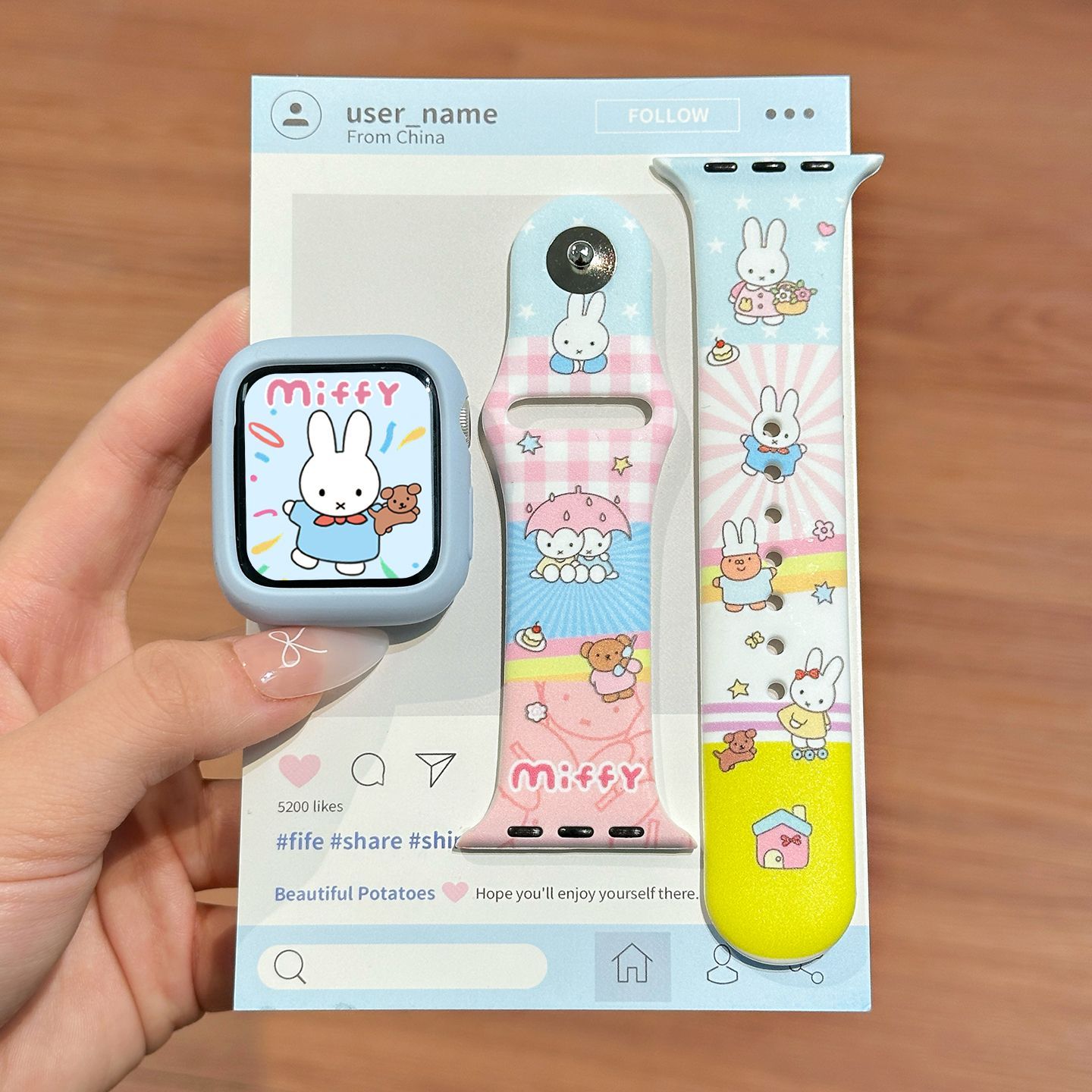 Apple Smartwatch Accessories - Dopamine Color Miffy Silicone Watch Band